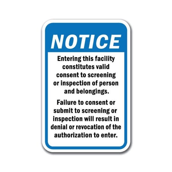 Signmission Safety Sign, 12 in Height, Aluminum, Security Check - Notice A-1218 Security Check - Notice - main